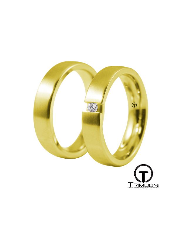 Toky_OAS-  Set (pareja) de Argollas Matrimonio Oro Amarillo Trimooni